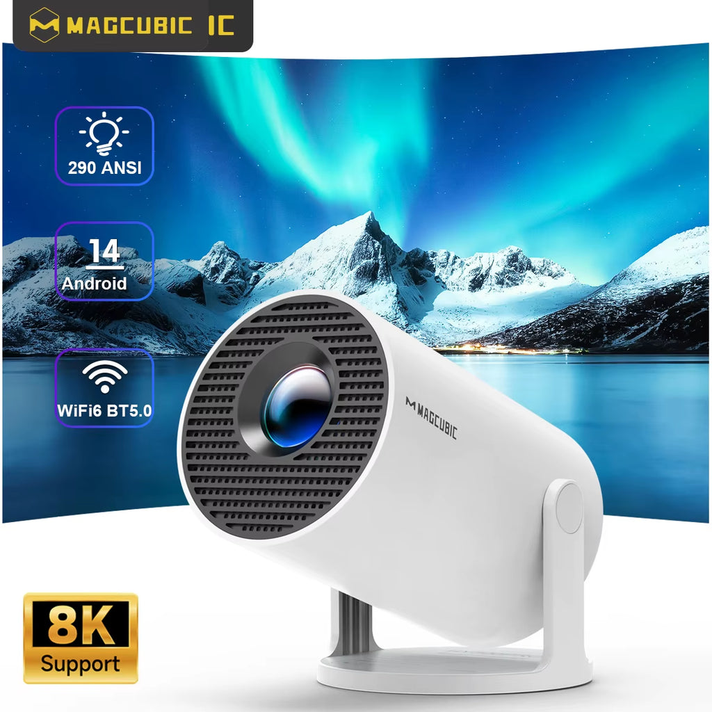 Proyector HY300 Pro 8K con Android 14 | Full HD 1080p | WiFi 6 Dual, Bluetooth 5.4 | Cine en Casa y Exterior