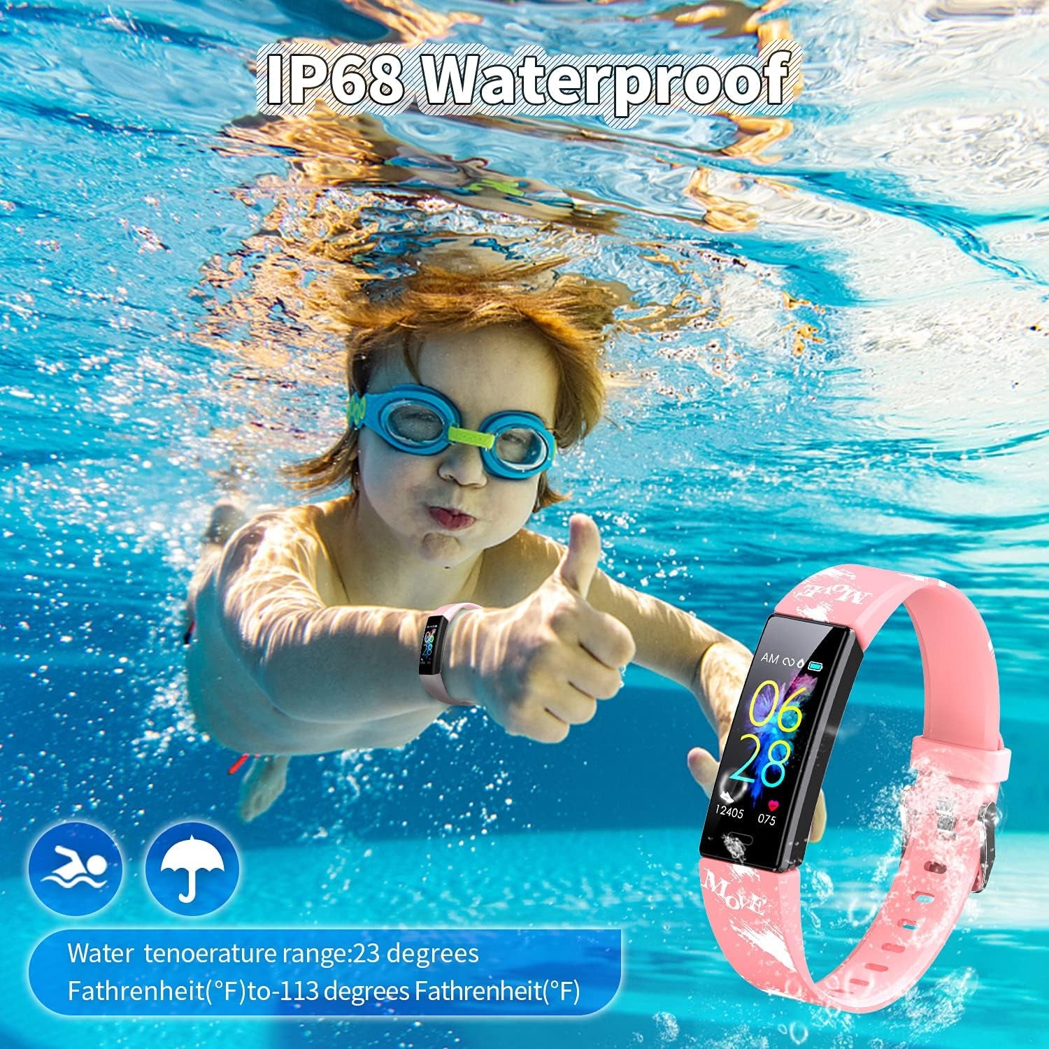 Reloj Inteligente Fitness para Niños y Jóvenes | Smartwatch Deportivo con Podómetro, 11 Modos Sport, Resistente al Agua IP68