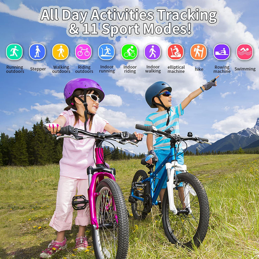 Reloj Inteligente Fitness para Niños y Jóvenes | Smartwatch Deportivo con Podómetro, 11 Modos Sport, Resistente al Agua IP68