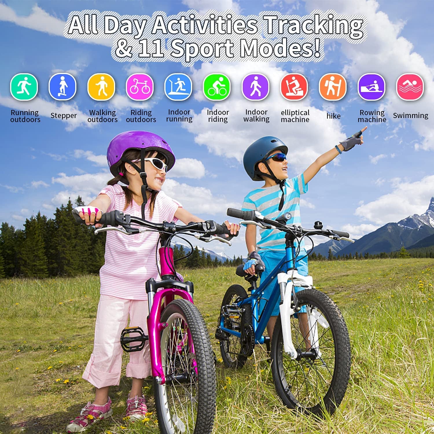 Reloj Inteligente Fitness para Niños y Jóvenes | Smartwatch Deportivo con Podómetro, 11 Modos Sport, Resistente al Agua IP68